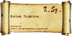 Kolek Szabina névjegykártya